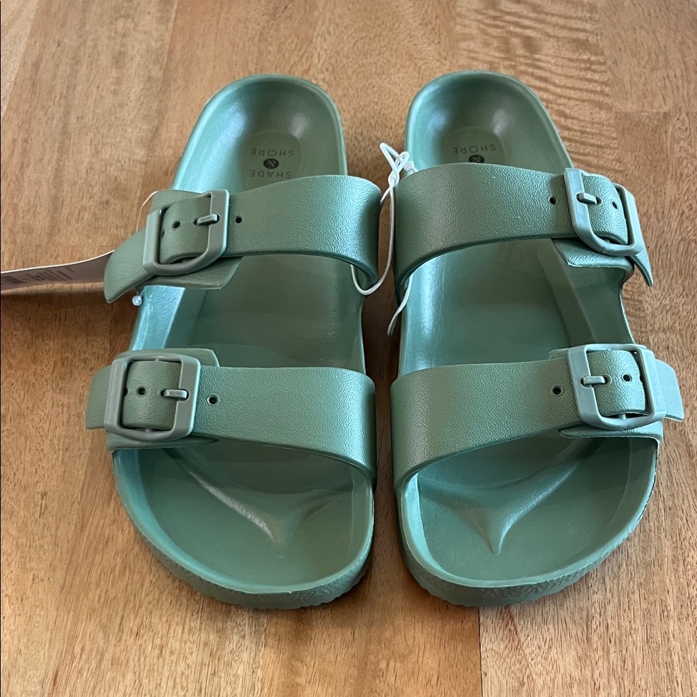 Shade & Shore EVA Double Buckle Sandals - Olive Green